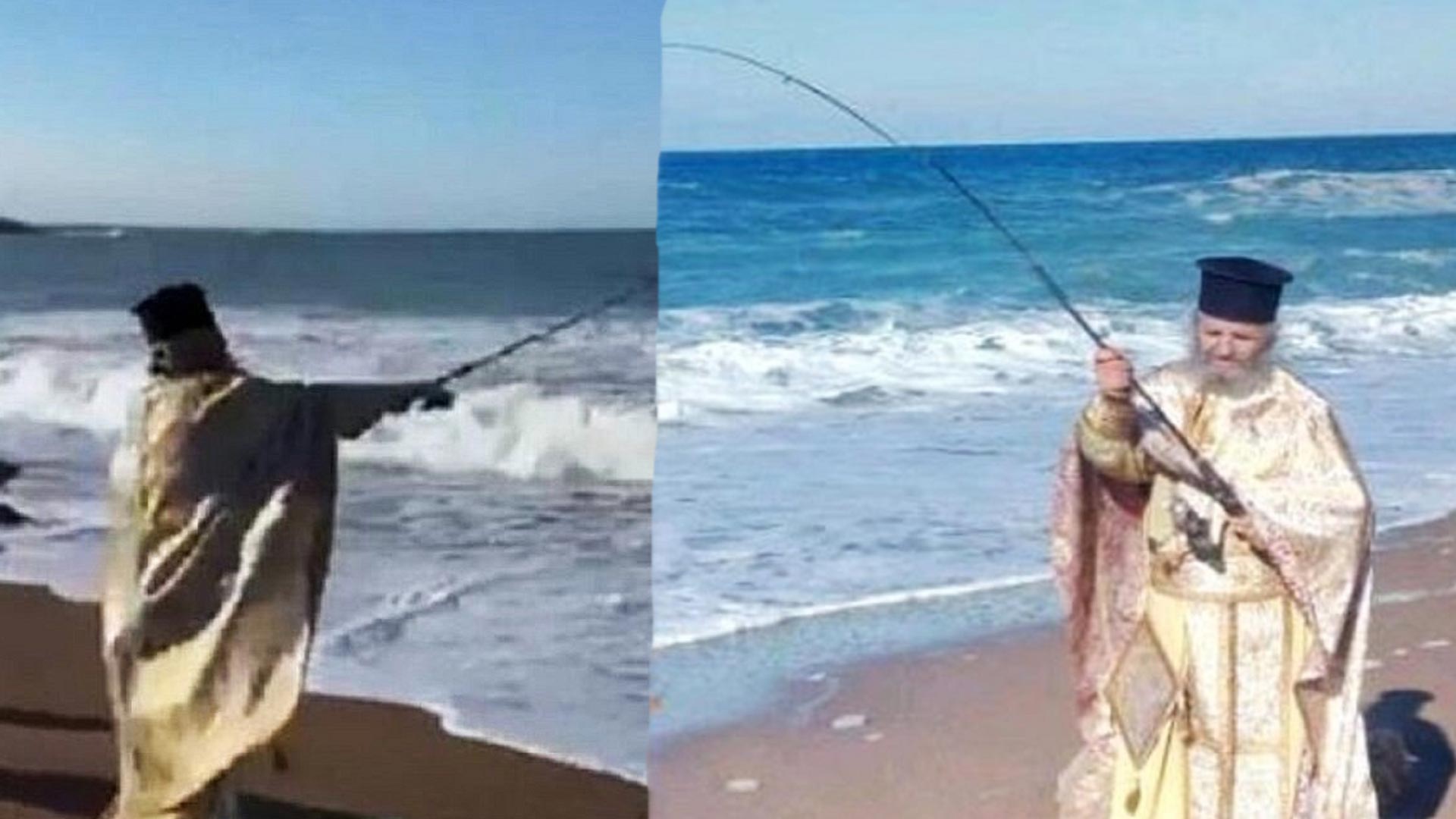 Μεσσηνία: Ιερέας έριξε το Σταυρό στη θάλασσα με καλάμι ψαρέματος