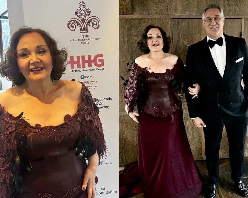 Η υψίφωνος Έλενα Κελεσίδη με δημιουργία Laskaris Couture και ο Γιώργος Ντάβλας, χορηγός ο Όμιλος Hellenic Healthcare (HHG)