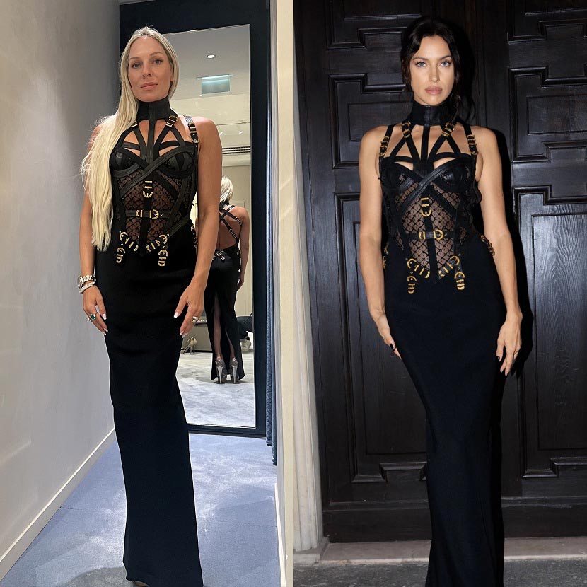 Η Ροή Δανάλη και η Irina Shayk με το εμβληματικό bondage dress του Versace